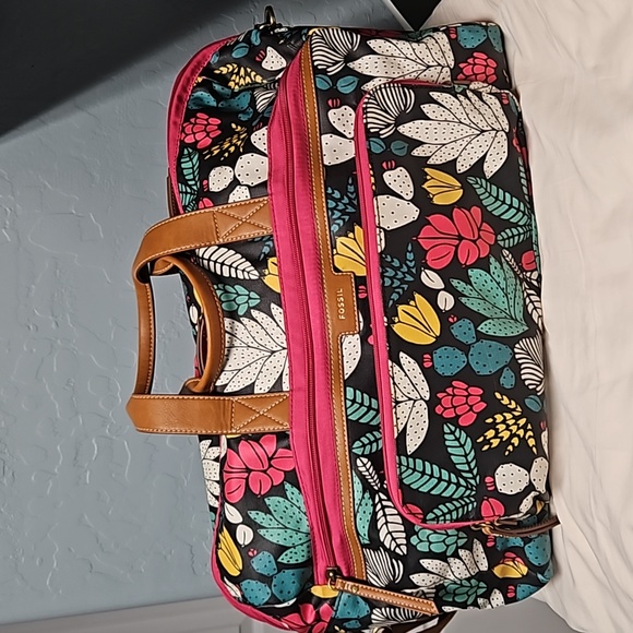 Fossil Eliza Weekender overnight travel bag / duffle  multicolored succulents - Picture 6 of 14